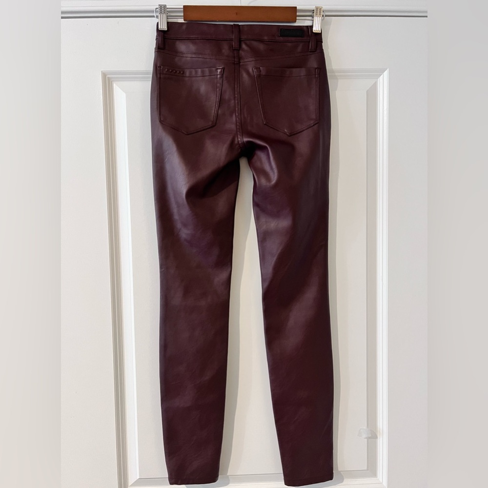 New Blank NYC Revolve Faux Vegan Leather Oxblood Red Skinny Pants Women’s 25 - Picture 6 of 15